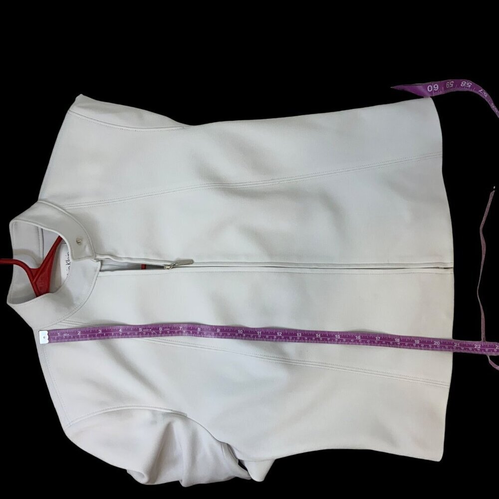 Calvin Klein Cream white Cropped Suit Jacket zipper down front women’s size 8 - Picture 8 of 11